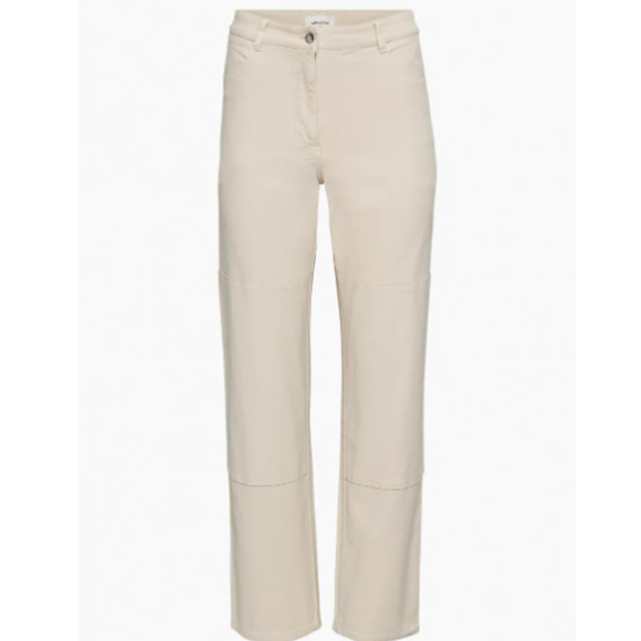 Aritzia Pants - Wilfred Free Lark Knee Patch Pull On Mid-Rise Straight Leg Utility Pants Cream 2